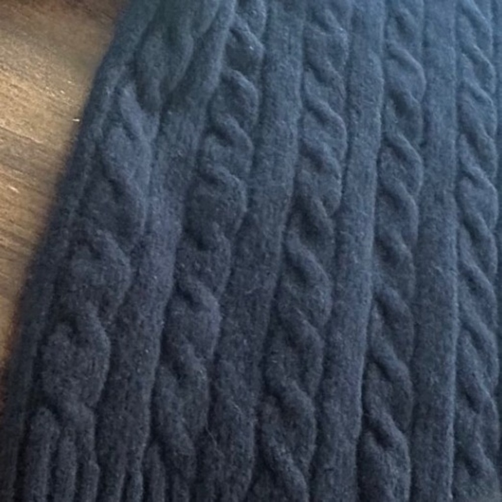 Ralph Lauren 100% Lambswool Cable Knit Sweater Navy Blue Crest Logo Shrunken - Picture 3 of 6